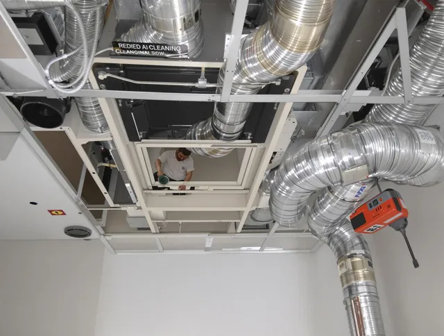 Sudbury Air Duct Cleaning technician performing detailed central duct system cleaning in Sudbury